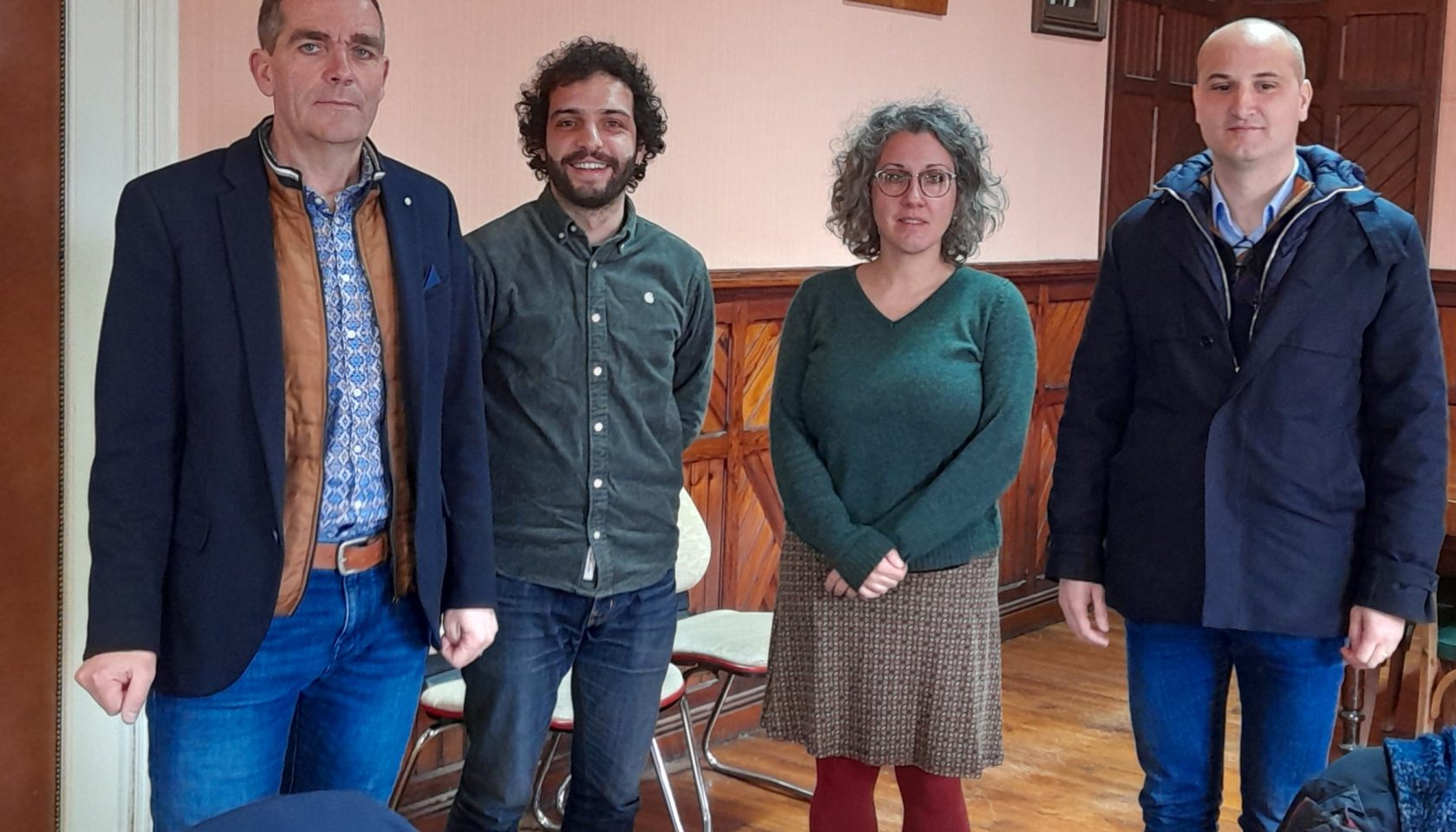Stéphane Bérard, Maire, Simon Louvet, Julie Fau, conseillère déléguée à la mémoire et au patrimoine et Bertrand Cavalerie, Premier Adjoint